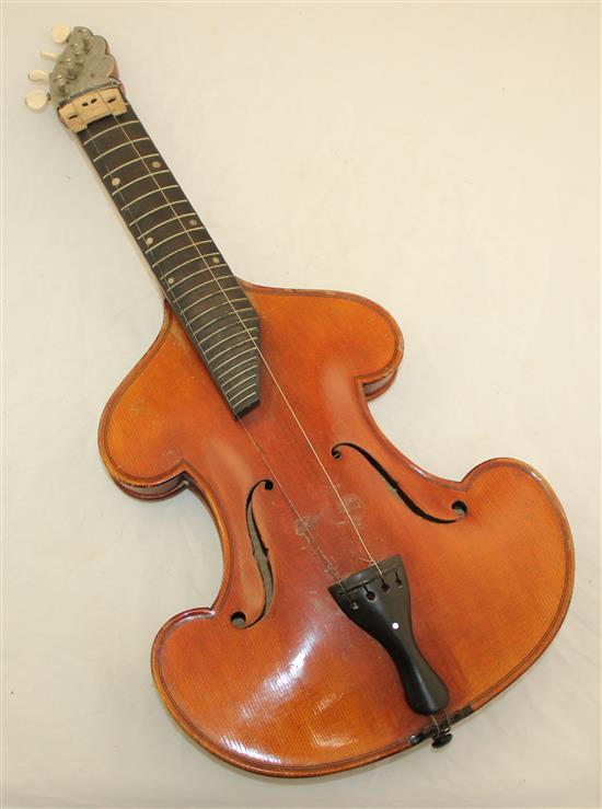 A German bowed zither, by Georg Tiefenbrunner of Munich, 22in.